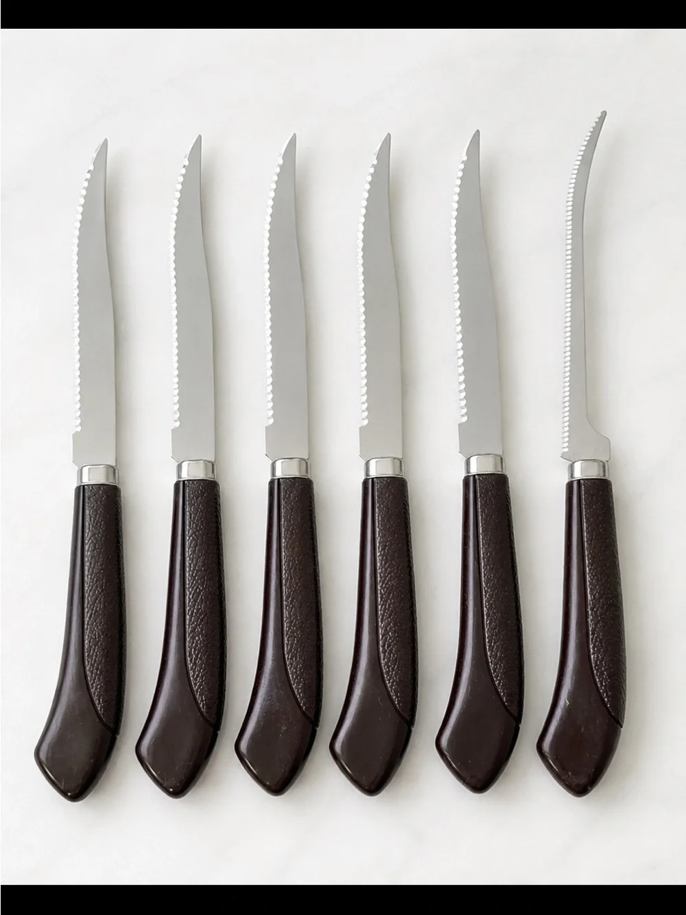 6-Piece Steak Knife Set with Dark Brown Handles